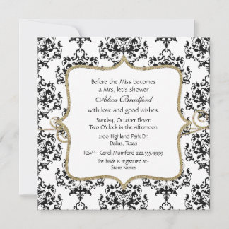 Chic Black & White Damask Bridal Dusche Einladung