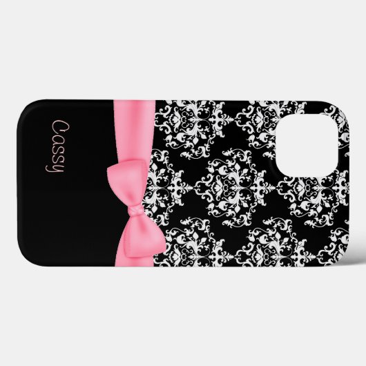 Chic Black & White Damask Case-Mate iPhone Hülle (Rückseite (Horizontal))
