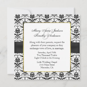 Chic Black & White Damask Einladung zur Hochzeit
