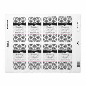 Chic Black & White Damask Mini Weinmarken (Vorne)