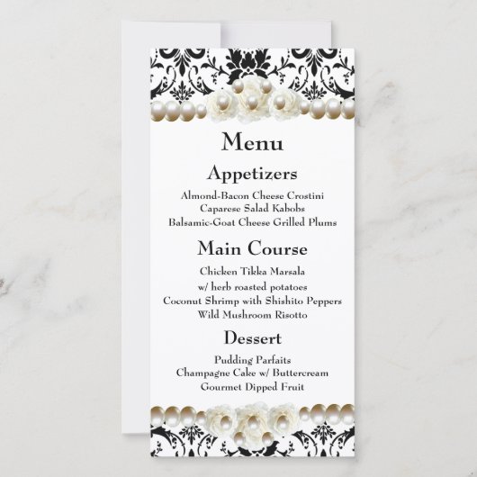 Chic Black & White Damask Pearl Wedding (Vorderseite)