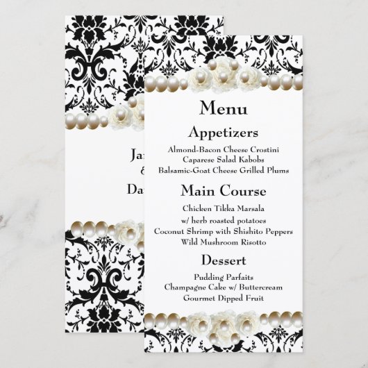 Chic Black & White Damask Pearl Wedding (Vorne/Hinten)