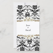 Chic Black & White Damask Pearl Wedding (Rückseite)