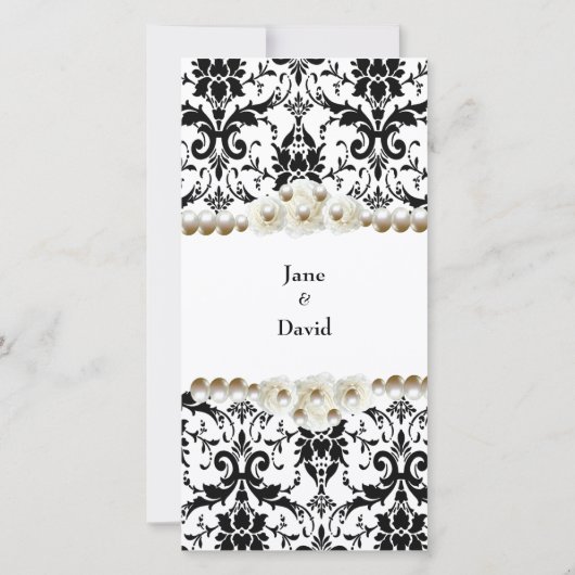 Chic Black & White Damask Pearl Wedding (Rückseite)