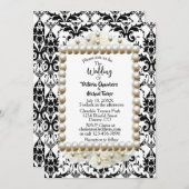 Chic Black $ White Damask Pearl Wedding Einladung (Vorne/Hinten)