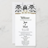 Chic Black & White Damask Pearl Wedding Program (Vorderseite)