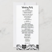 Chic Black & White Damask Pearl Wedding Program (Rückseite)