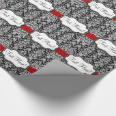 Chic Black/White Damask Red Ribbon Geschenkpapier (Ecke)