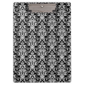 Chic Black/White Damask Red Ribbon Klemmbrett (Vorderseite)