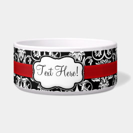 Chic Black/White Damask Red Ribbon Napf