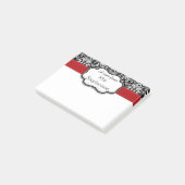 Chic Black/White Damask Red Ribbon Teacher/Women's Post-it Klebezettel (angewinkelt)