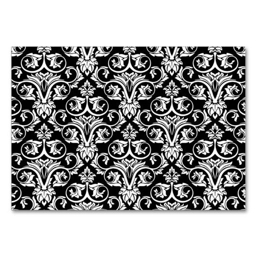 Chic Black/White Damask Red Ribbon Tischnummer (Rückseite)