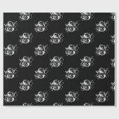 Chic Black & White Distressed Script Monogram Geschenkpapier (Flach)