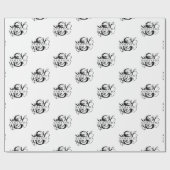 Chic Black & White Distressed Script Monogram Geschenkpapier (Flach)