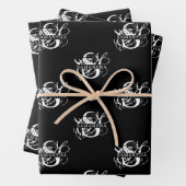 Chic Black & White Distressed Script Monogram Geschenkpapier Set (Beispiel)