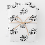 Chic Black & White Distressed Script Monogram Geschenkpapier Set (Beispiel)