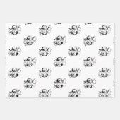 Chic Black & White Distressed Script Monogram Geschenkpapier Set (Vorderseite)