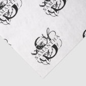 Chic Black & White Distressed Script Monogram Seidenpapier (Ausschnitt)