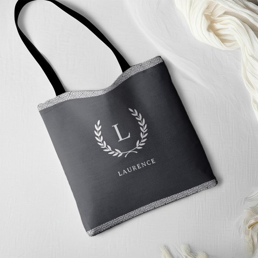 Chic Black & White Elegant Modern Monogram Initial Tasche