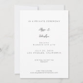 Chic Black & White Foto Typografie Just Married Einladung (Rückseite)