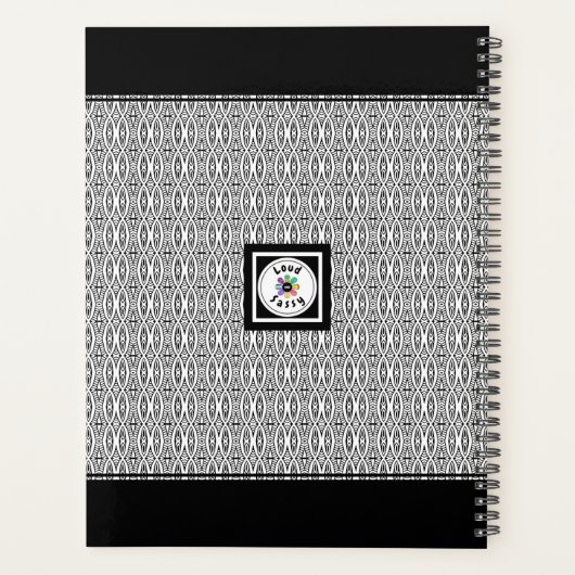 Chic Black & White Geometric Muster Monogram Planer (Rückseite)