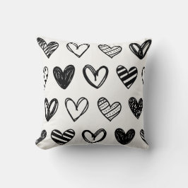 "Chic Black & White Heart Pillow – Stylish Home De Kissen