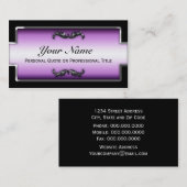 Chic Black, White & Lila Metallic Business Cards Visitenkarte (Vorne/Hinten)