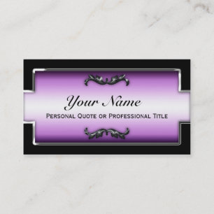 Chic Black, White & Lila Metallic Business Cards Visitenkarte