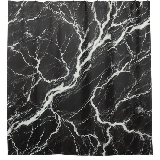 Chic Black & White Marmor Look Glamour Duschvorhang (Vorderseite)