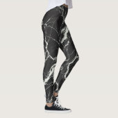 Chic Black & White Marmor Look Glamour Leggings (Rechts)