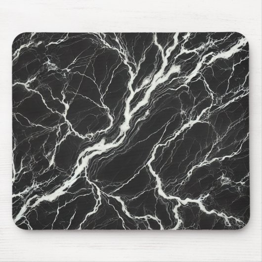 Chic Black & White Marmor Look Glamour Mousepad (Vorne)