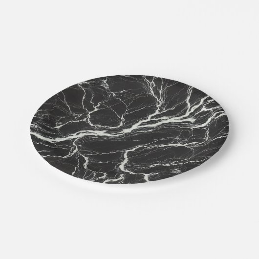 Chic Black & White Marmor Look Glamour Pappteller (Schrägansicht)