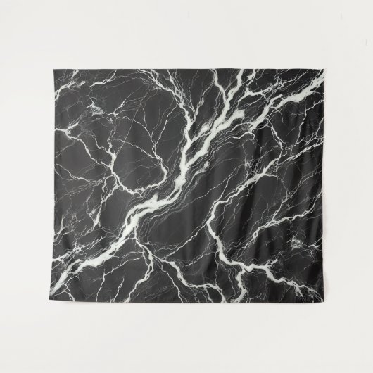 Chic Black & White Marmor Look Glamour Wandteppich (Vorderseite (Horizontal))