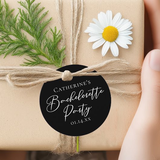 Chic Black White Minimalist Bachelorette Party Geschenkanhänger