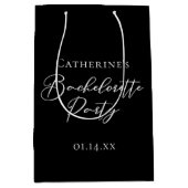 Chic Black White Minimalist Bachelorette Party Mittlere Geschenktüte (Vorderseite)