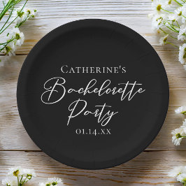 Chic Black White Minimalist Bachelorette Party Pappteller
