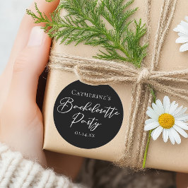 Chic Black White Minimalist Bachelorette Party Runder Aufkleber