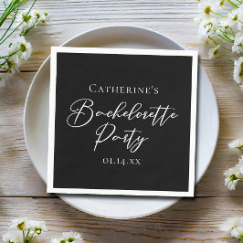 Chic Black White Minimalist Bachelorette Party Serviette
