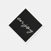 Chic Black & White Minimalistisch Script "Enjoy" P Serviette (Ecke)