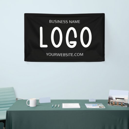Chic Black & White Modern Large Recangle Logo Banner (Messeveranstaltung)