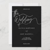Chic Black & White Modern Script Hochzeit Einladung (Vorderseite)