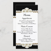 Chic Black & White Pearl Wedding Menu (Vorne/Hinten)