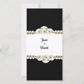 Chic Black & White Pearl Wedding Menu (Rückseite)
