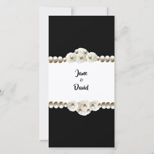 Chic Black & White Pearl Wedding Menu (Rückseite)
