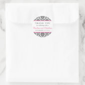 Chic Black & White Pink Damask Wedding Vielen Dank Runder Aufkleber (Tasche)