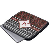 Chic Black, White & Red Abstrakt Tribal Laptopschutzhülle (Vorne Knopf)