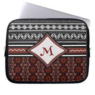 Chic Black, White & Red Abstrakt Tribal Laptopschutzhülle