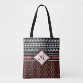 Chic Black, White & Red Abstrakt Tribal Tasche (Vorderseite)
