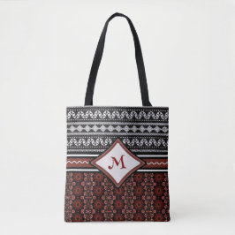 Chic Black, White & Red Abstrakt Tribal Tasche