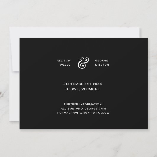 Chic Black + White SAVE THE DATE Ampersand (Rückseite)